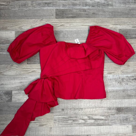 NY & Co red square neck puff sleeve ruffled blouse size XL  L30 - Picture 1 of 10